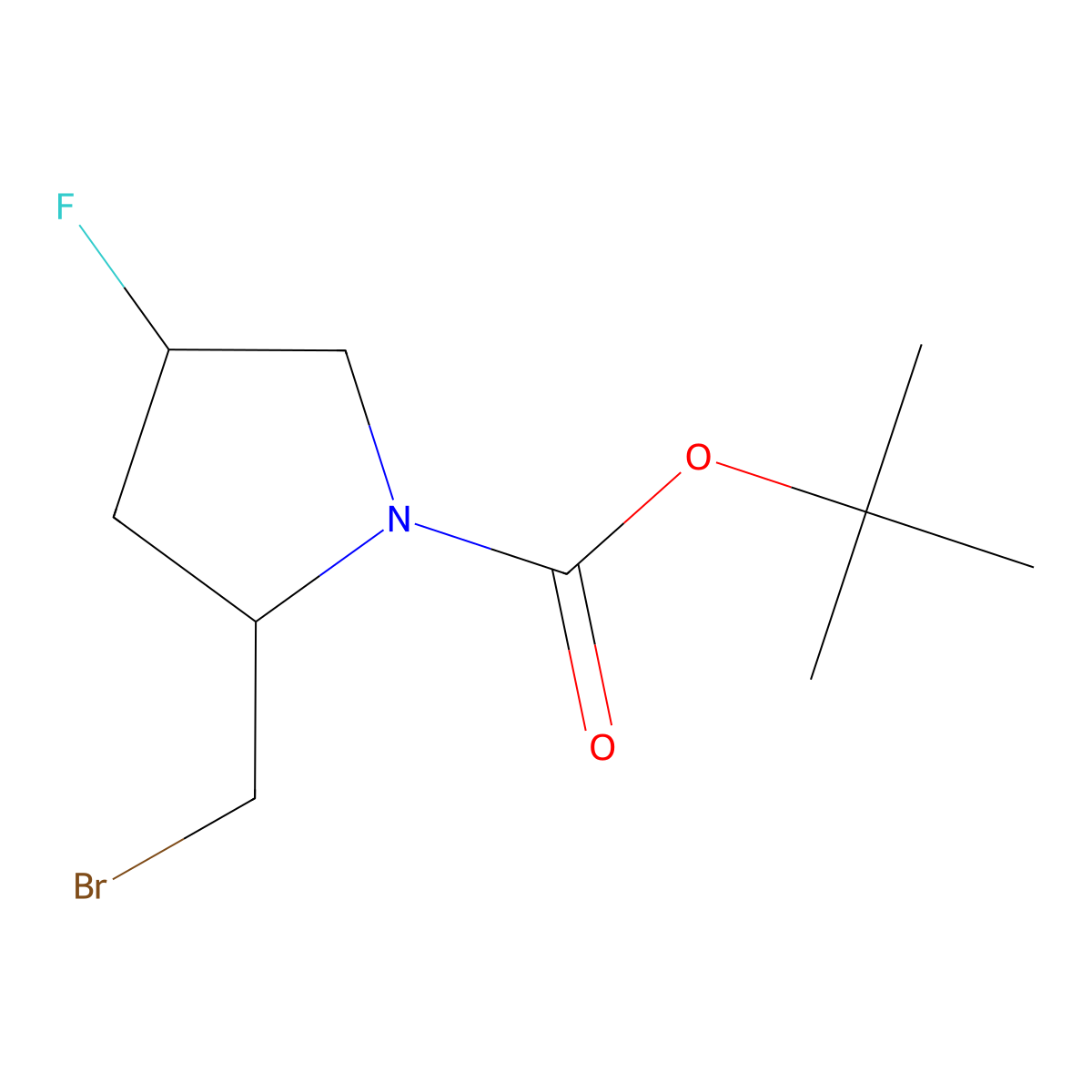 tert-Butyl (2S,4R)-2-(bromomethyl)-4-fluoropyrrolidine-1-carboxylate molecular structure, CAS 2087969-27-3