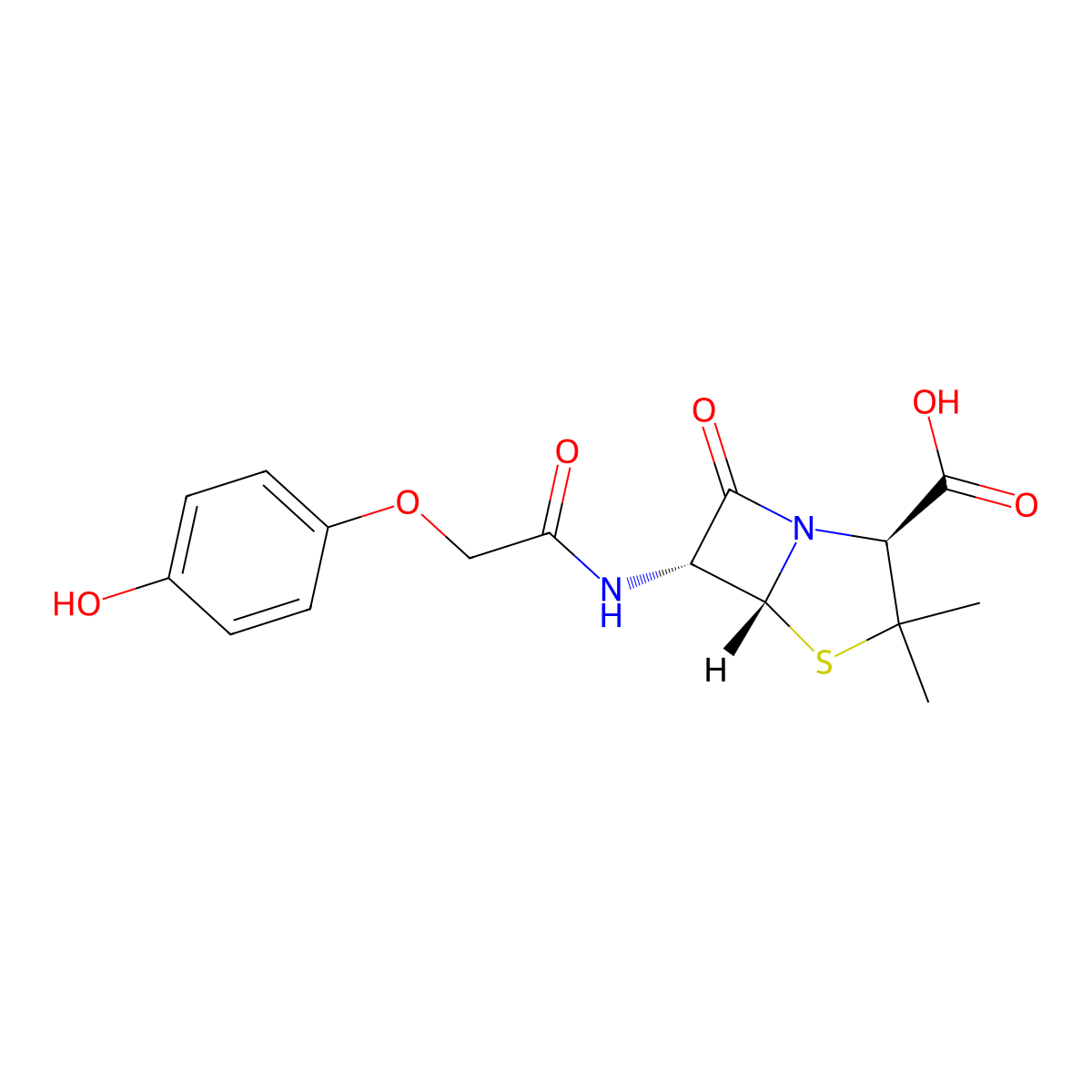 4-Hydroxypenicillin V molecular structure, CAS 20880-67-5