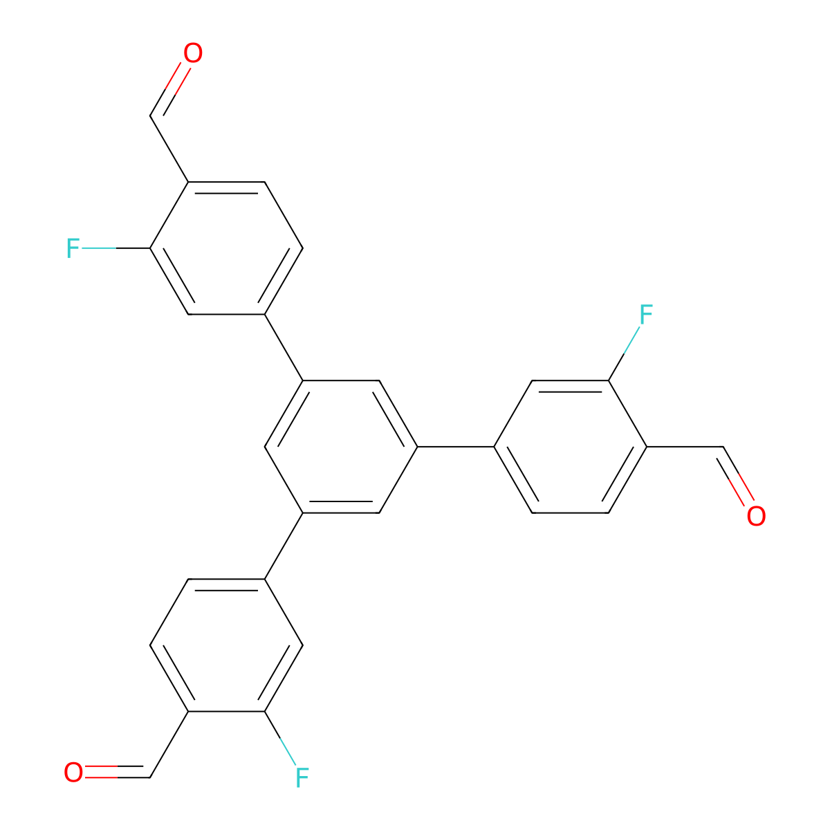 3,3''-Difluoro-5'-(3-fluoro-4-formylphenyl)-[1,1':3',1''-terphenyl]-4,4''-dicarbaldehyde molecular structure, CAS 2088007-04-7