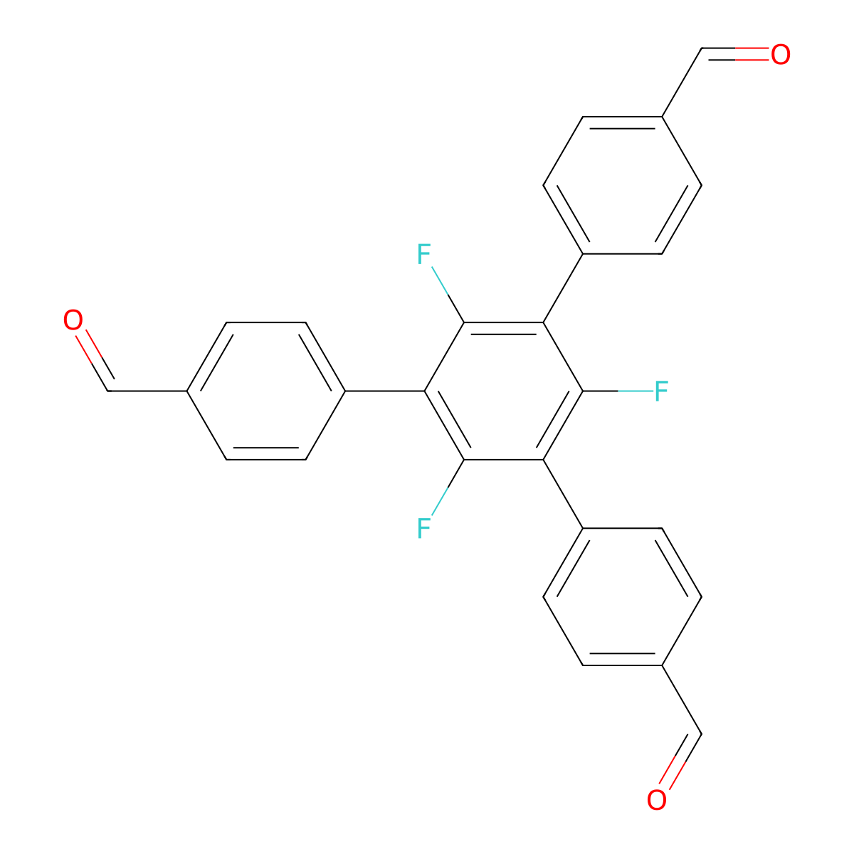 2',4',6'-Trifluoro-5'-(4-formylphenyl)-[1,1':3',1''-terphenyl]-4,4''-dicarbaldehyde molecular structure, CAS 2088007-05-8