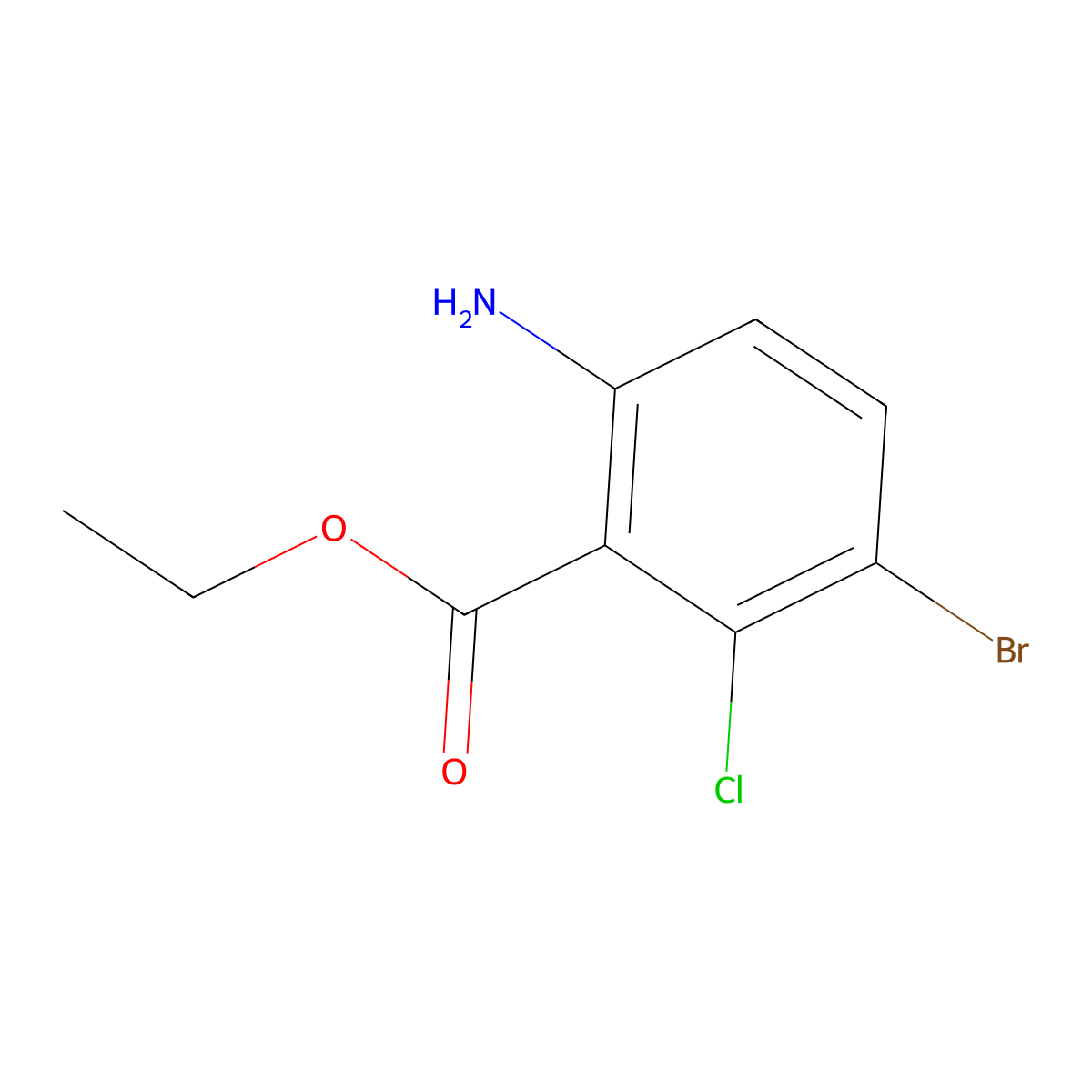 Ethyl 6-amino-3-bromo-2-chlorobenzoate molecular structure, CAS 2088086-86-4
