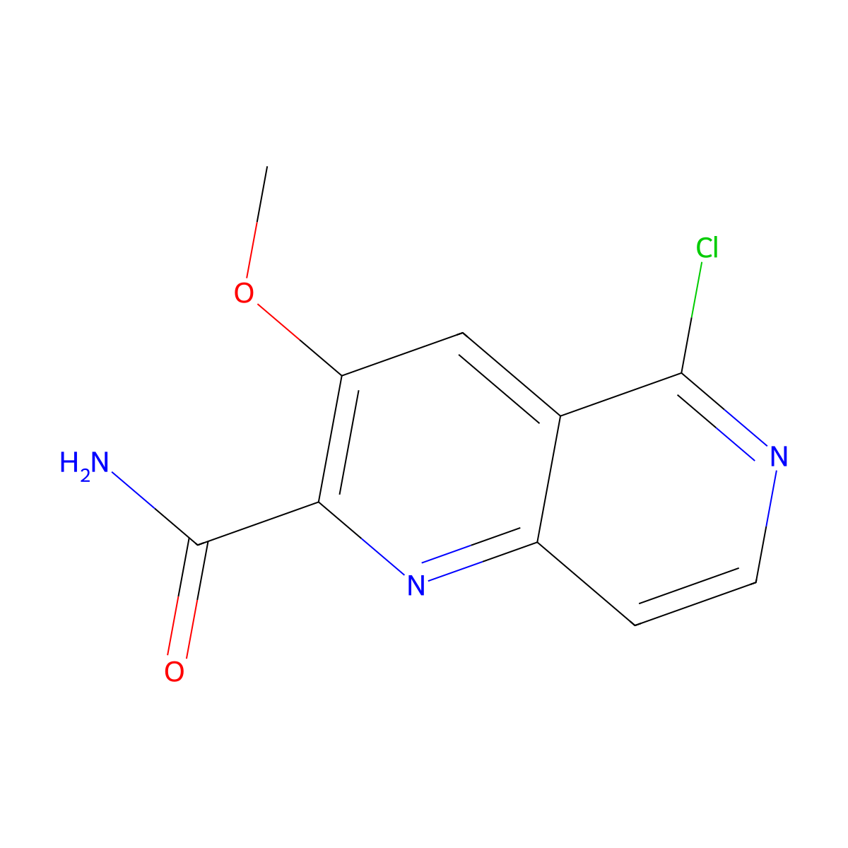 5-Chloro-3-methoxy-1,6-naphthyridine-2-carboxamide molecular structure, CAS 2088089-55-6