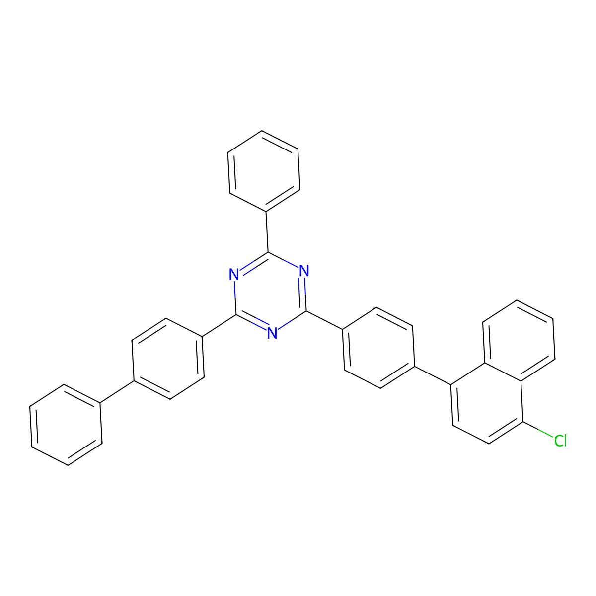 2-[1,1'-Biphenyl]-4-yl-4-[4-(4-chloro-1-naphthalenyl)phenyl]-6-phenyl-1,3,5-triazine molecular structure, CAS 2088209-46-3