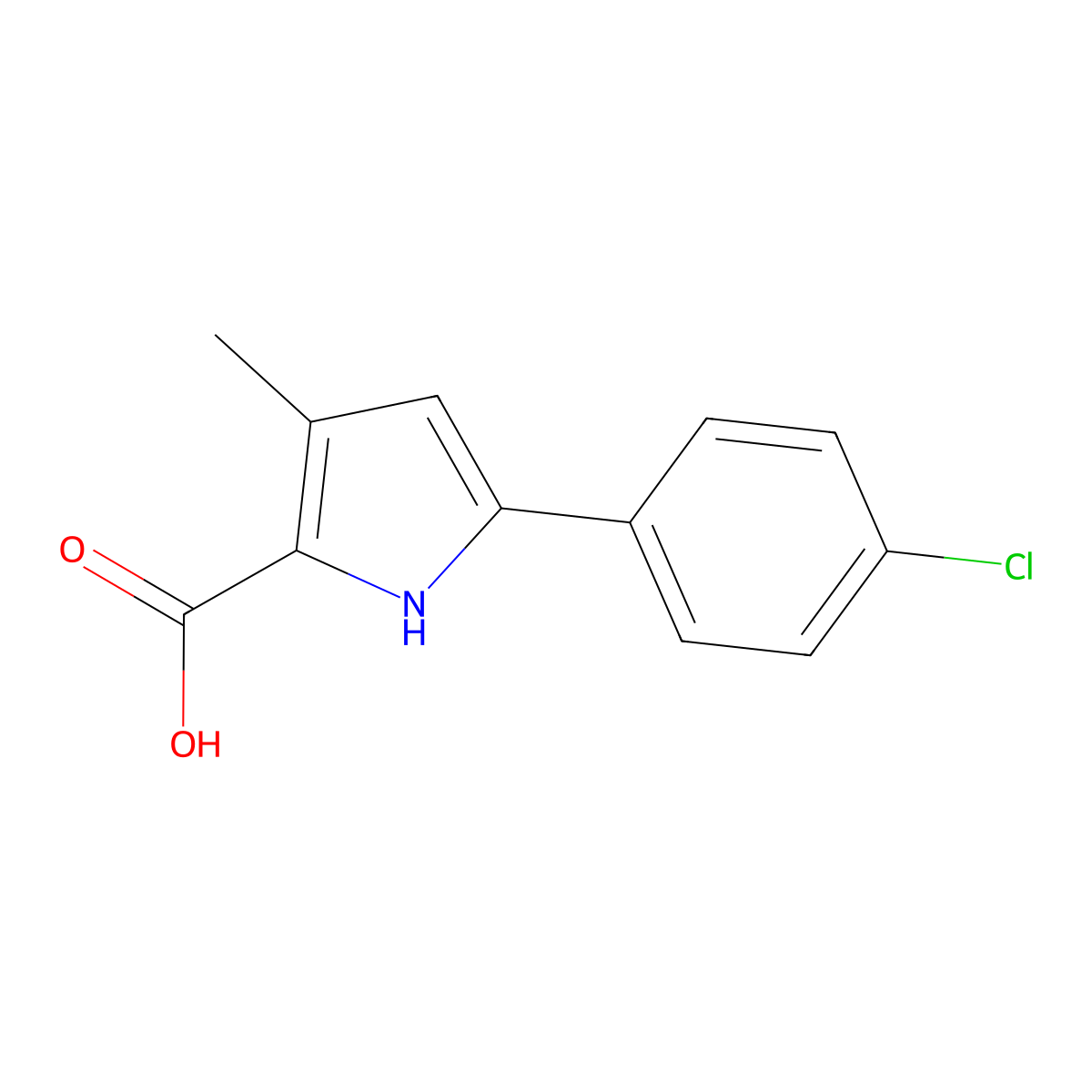 5-(4-Chlorophenyl)-3-methyl-1H-pyrrole-2-carboxylic acid molecular structure, CAS 2088211-43-0