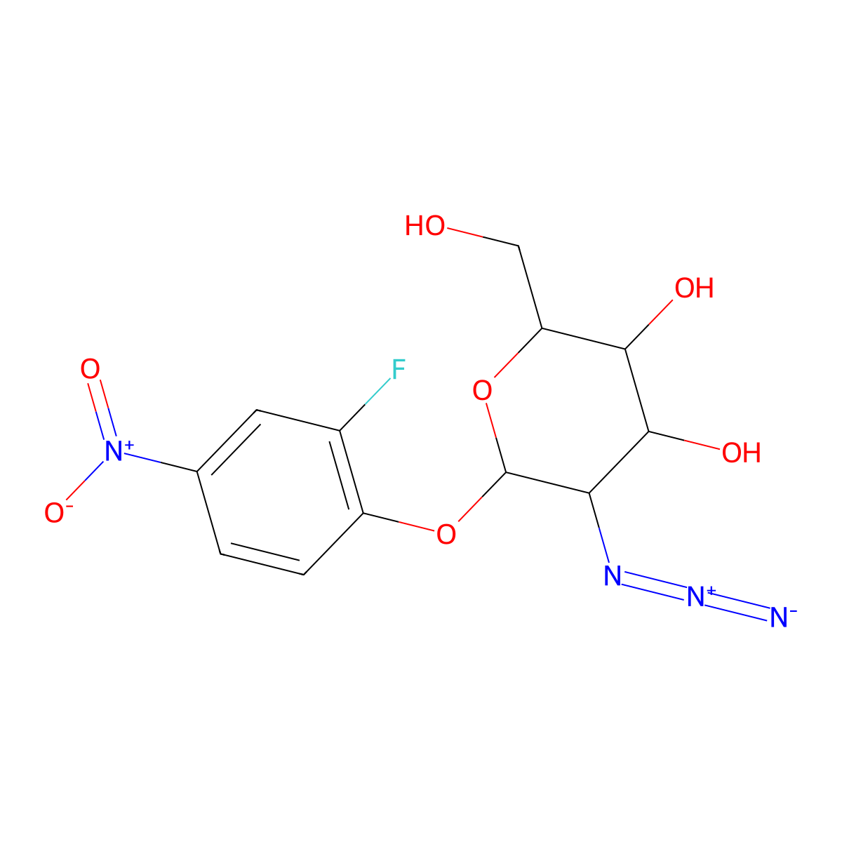 2-Fluoro-4-nitrophenyl 2-azido-2-deoxy-b-D-galactopyranoside molecular structure, CAS 2088233-73-0
