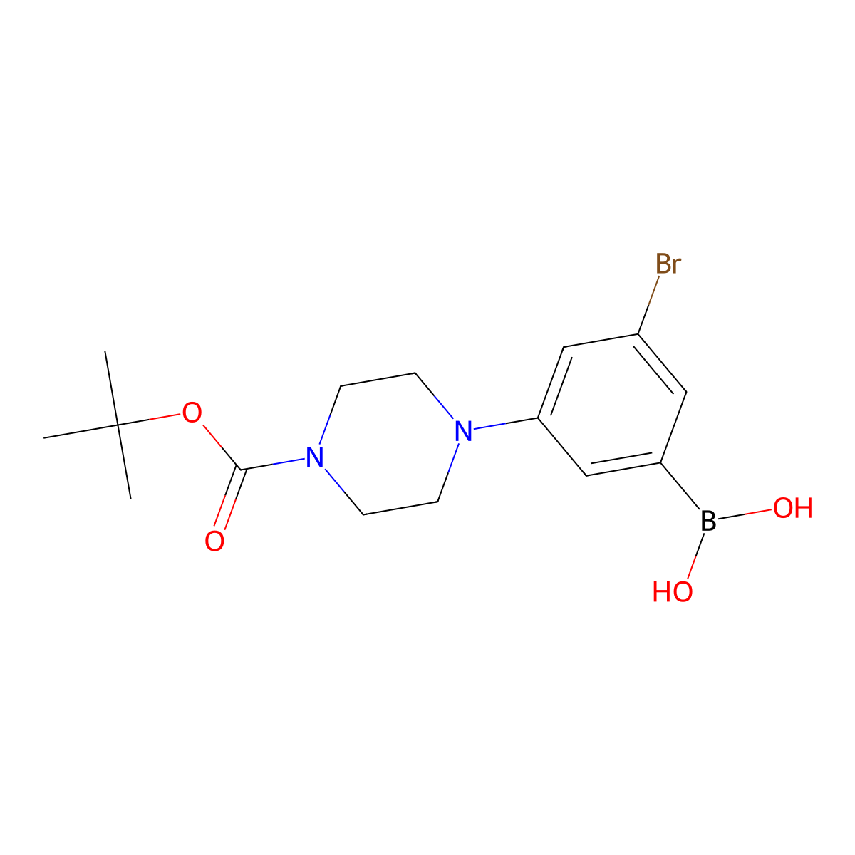 3-Bromo-5-(4-BOC-piperazino)phenylboronic acid molecular structure, CAS 2088237-61-8