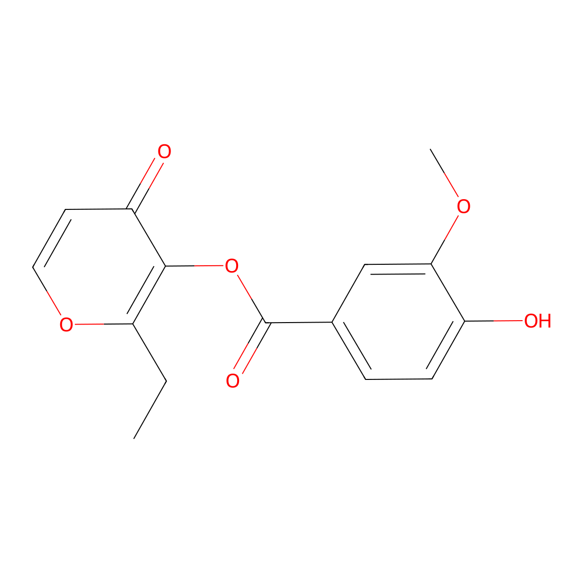 2-Ethyl-4-oxo-4H-pyran-3-yl 4-hydroxy-3-methoxybenzoate molecular structure, CAS 2088247-61-2
