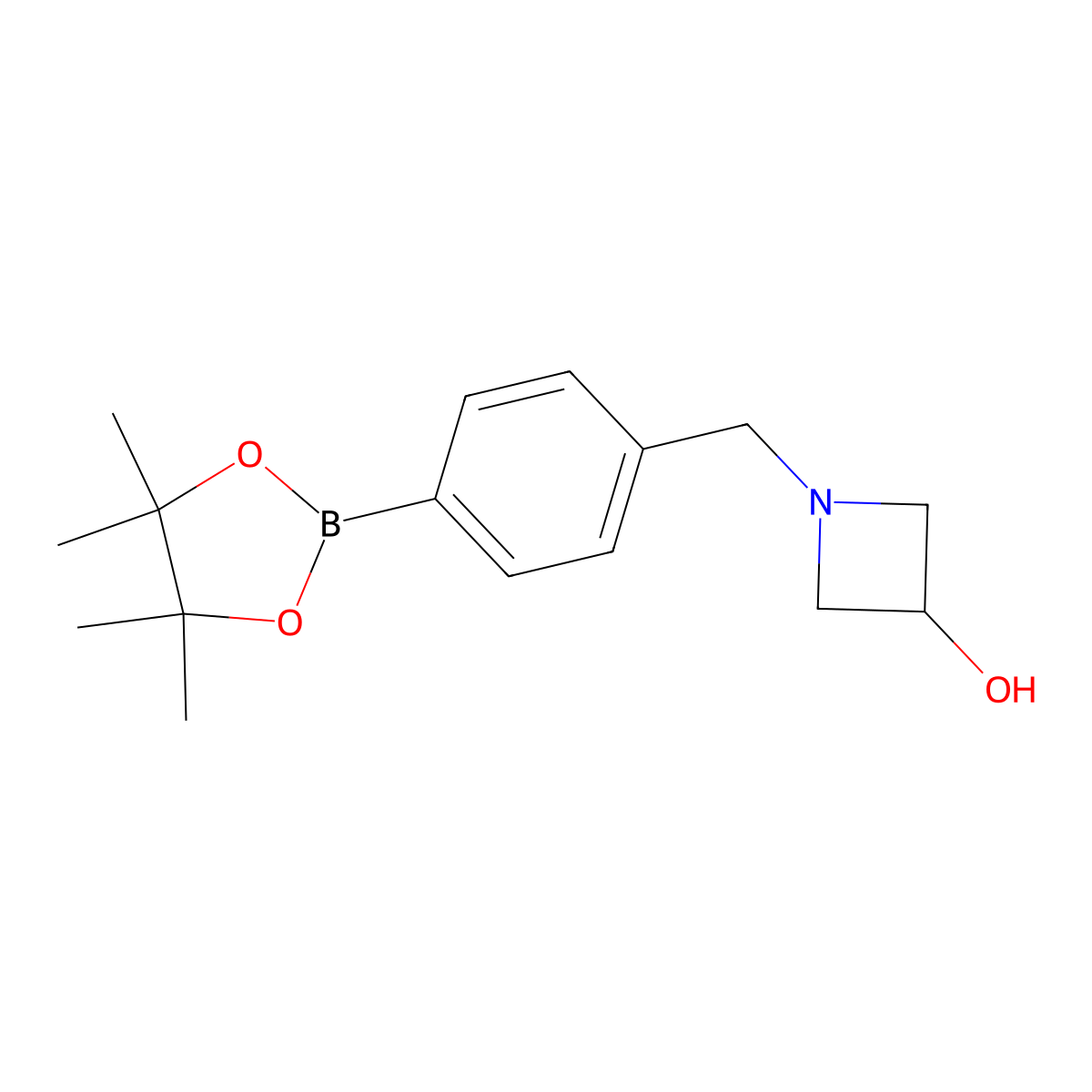 1-(4-(4,4,5,5-Tetramethyl-1,3,2-dioxaborolan-2-yl)benzyl)azetidin-3-ol molecular structure, CAS 2088249-38-9