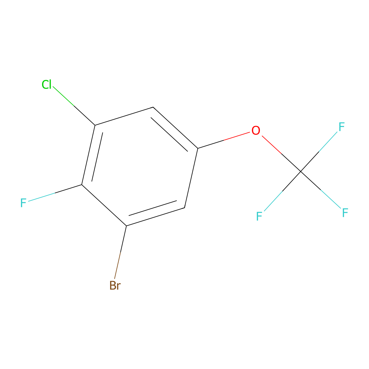 1-Bromo-3-chloro-2-fluoro-5-(trifluoromethoxy)benzene molecular structure, CAS 2088284-70-0