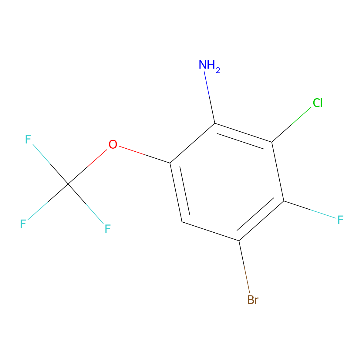4-Bromo-2-chloro-3-fluoro-6-(trifluoromethoxy)aniline molecular structure, CAS 2088284-71-1