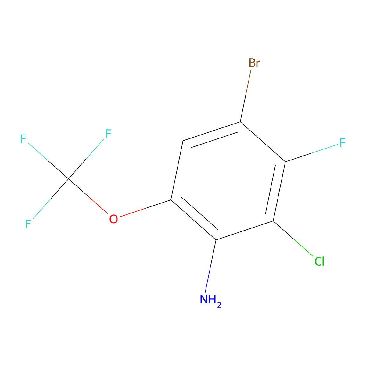 4-Bromo-2-chloro-3-fluoro-6-(trifluoromethoxy)aniline molecular structure, CAS 2088284-71-1