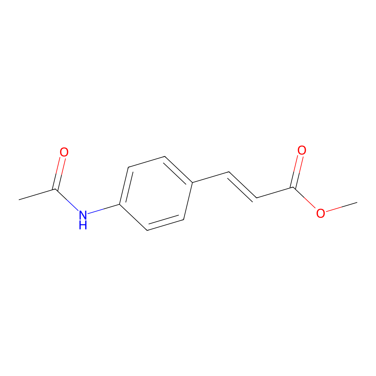 Methyl 3-(4-acetamidophenyl)prop-2-enoate molecular structure, CAS 20883-97-0