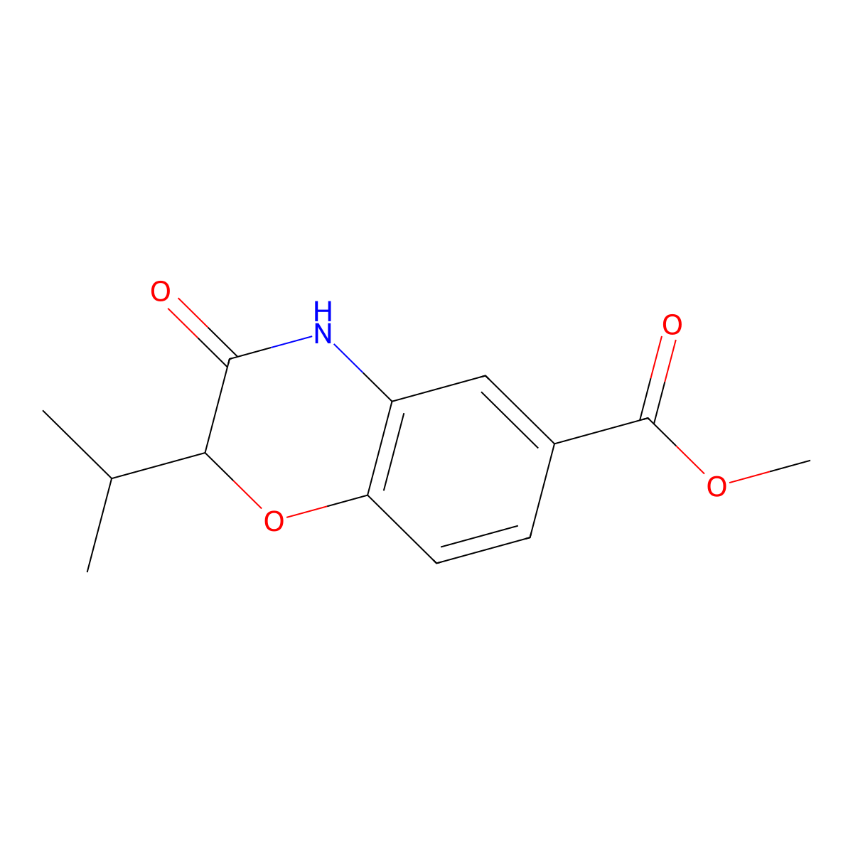 methyl 3-oxo-2-(propan-2-yl)-3,4-dihydro-2H-1,4-benzoxazine-6-carboxylate molecular structure, CAS 2088310-92-1