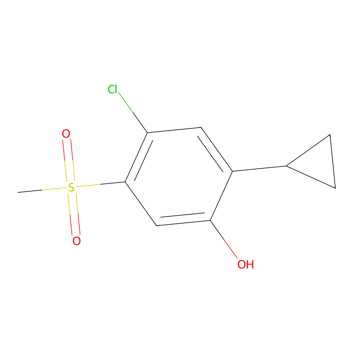 4-Chloro-2-cyclopropyl-5-(methylsulfonyl)phenol molecular structure, CAS 2088367-27-3
