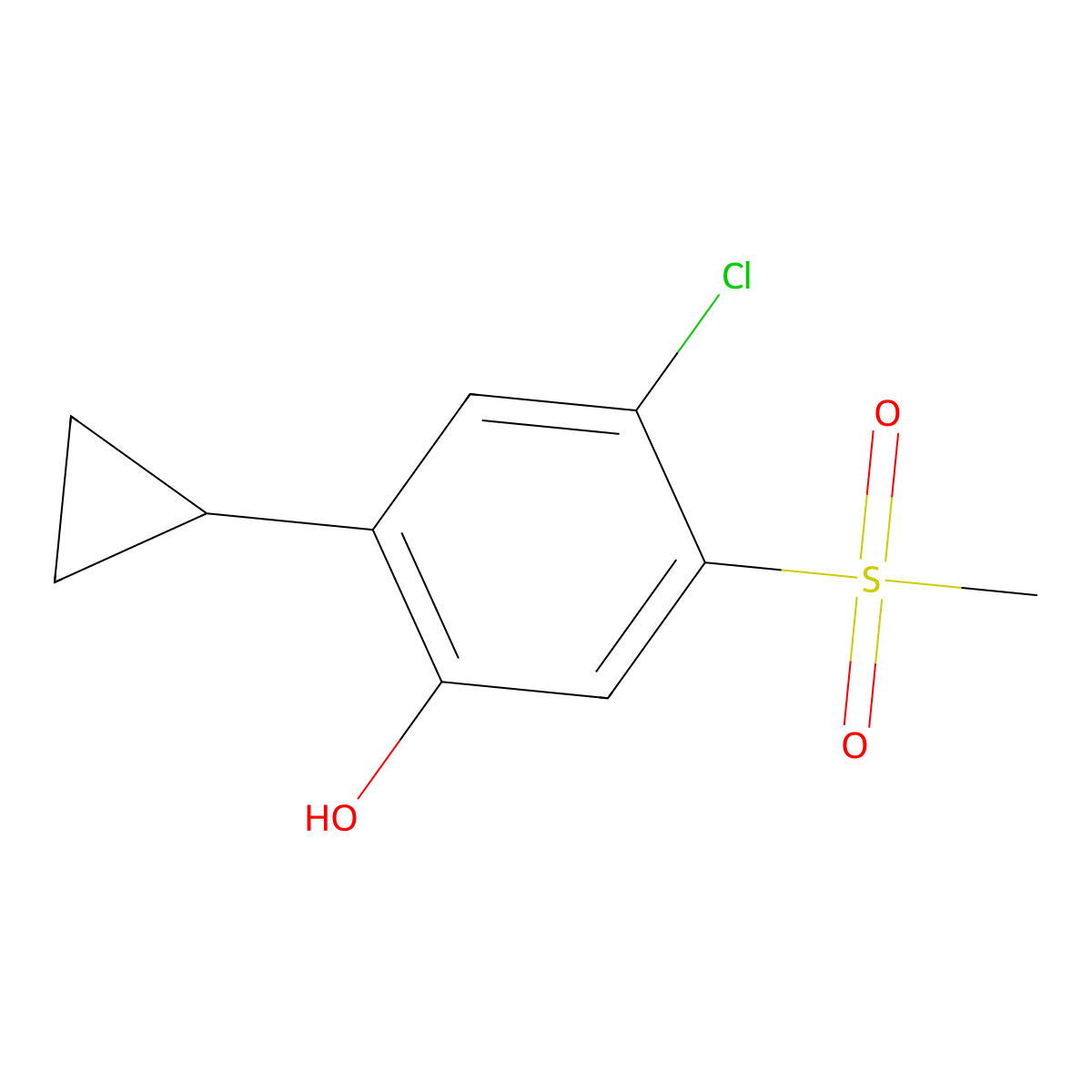 4-Chloro-2-cyclopropyl-5-(methylsulfonyl)phenol molecular structure, CAS 2088367-27-3