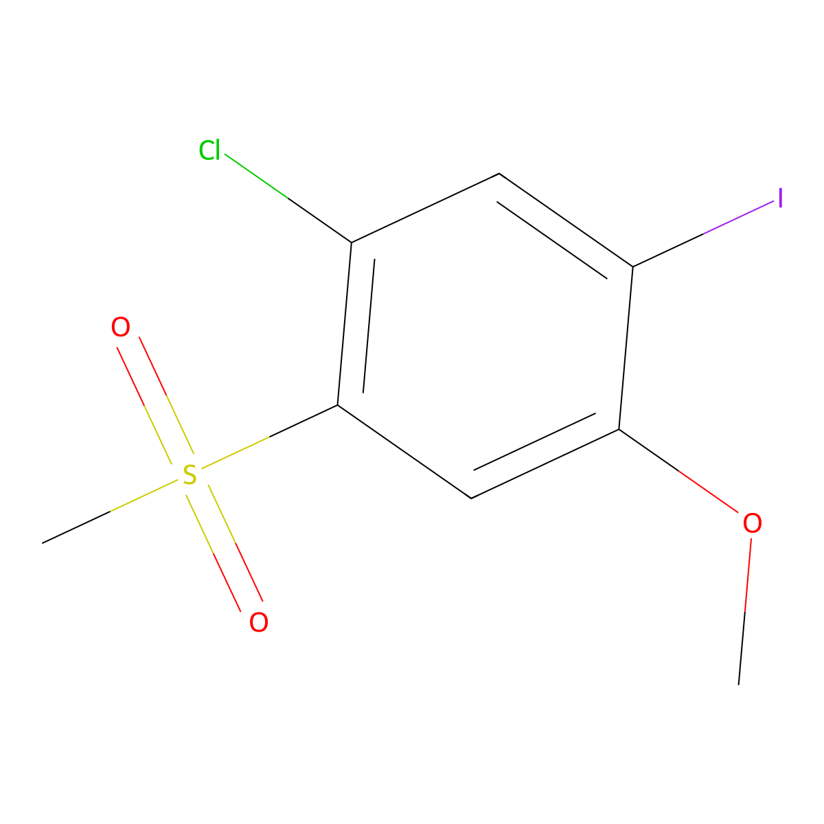 1-Chloro-5-iodo-4-methoxy-2-(methylsulfonyl)benzene molecular structure, CAS 2088367-29-5