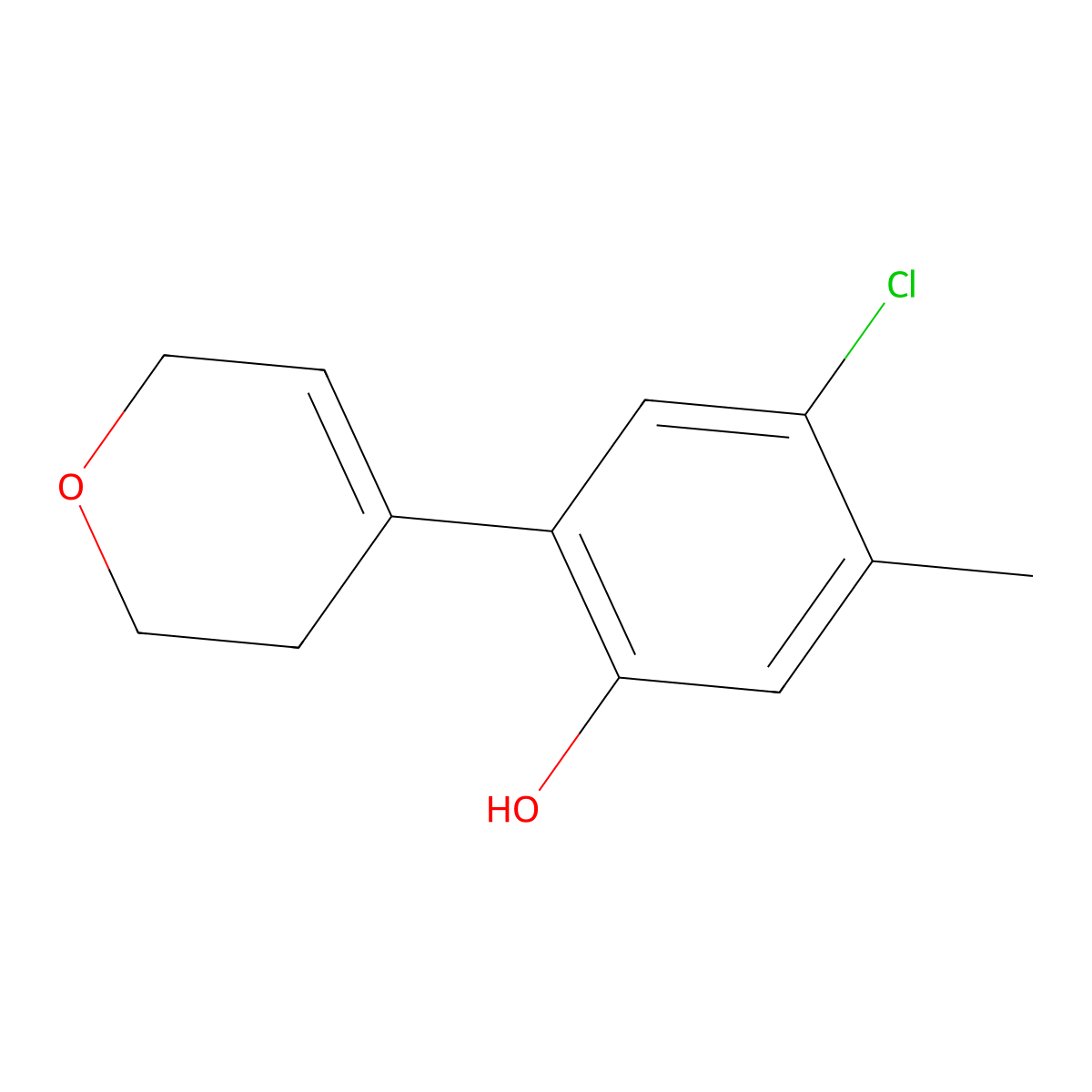 4-Chloro-2-(3,6-dihydro-2H-pyran-4-YL)-5-methylphenol molecular structure, CAS 2088367-39-7