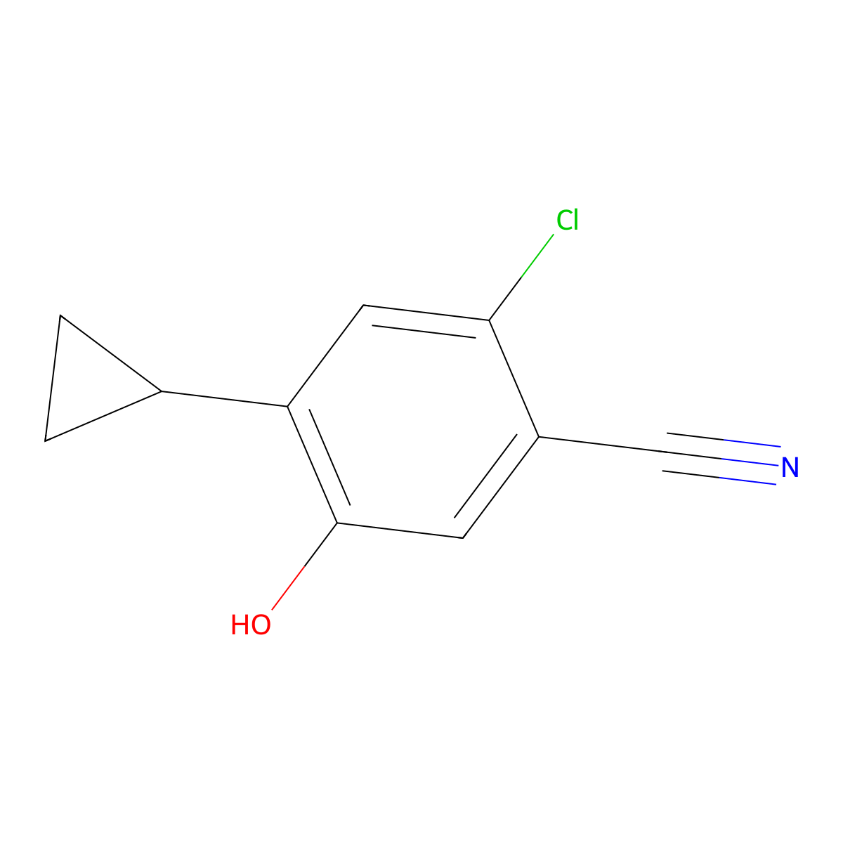 2-Chloro-4-cyclopropyl-5-hydroxybenzonitrile molecular structure, CAS 2088367-41-1