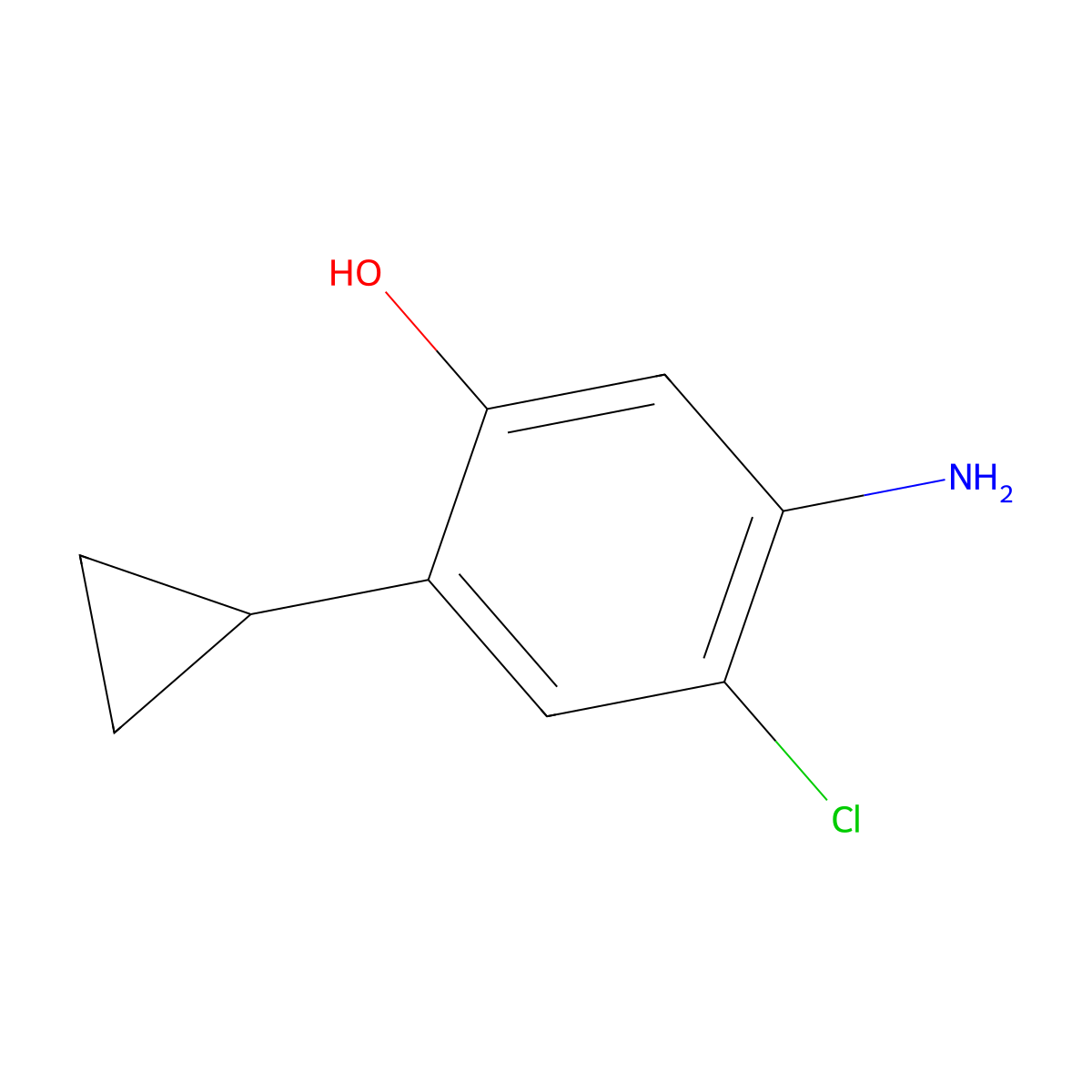 5-Amino-4-chloro-2-cyclopropylphenol molecular structure, CAS 2088367-45-5