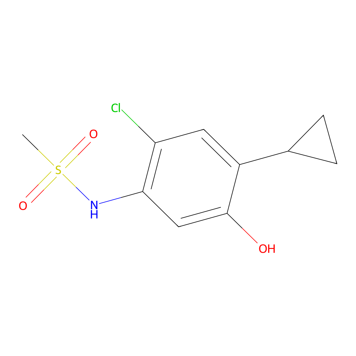 N-(2-Chloro-4-cyclopropyl-5-hydroxyphenyl)methanesulfonamide molecular structure, CAS 2088367-47-7