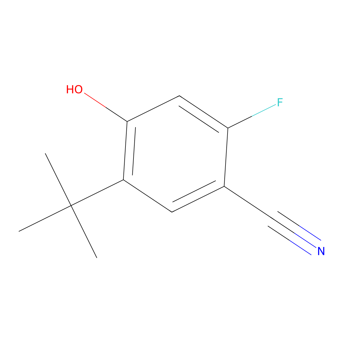 5-(Tert-butyl)-2-fluoro-4-hydroxybenzonitrile molecular structure, CAS 2088367-58-0