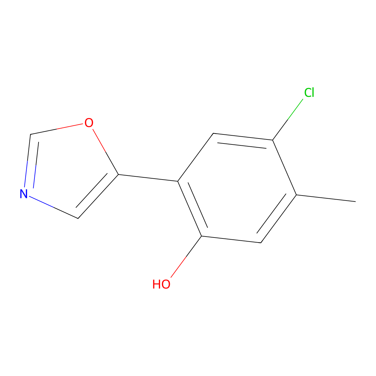 4-Chloro-5-methyl-2-(oxazol-5-YL)phenol molecular structure, CAS 2088367-89-7