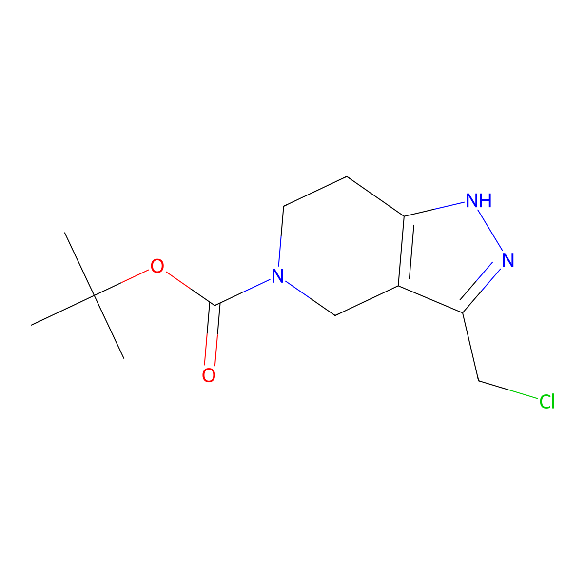 tert-butyl 3-(chloromethyl)-1H,4H,5H,6H,7H-pyrazolo[4,3-c]pyridine-5-carboxylate molecular structure, CAS 2088369-53-1
