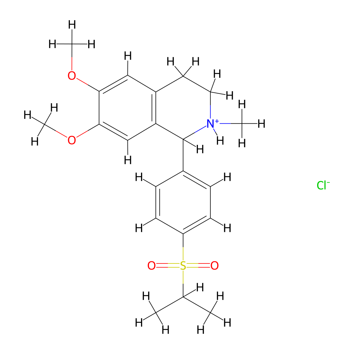 Isoquinoline, 1,2,3,4-tetrahydro-1-(p-(isopropylsulfonyl)phenyl)-6,7-dimethoxy-2-methyl-, hydrochloride molecular structure, CAS 20884-91-7