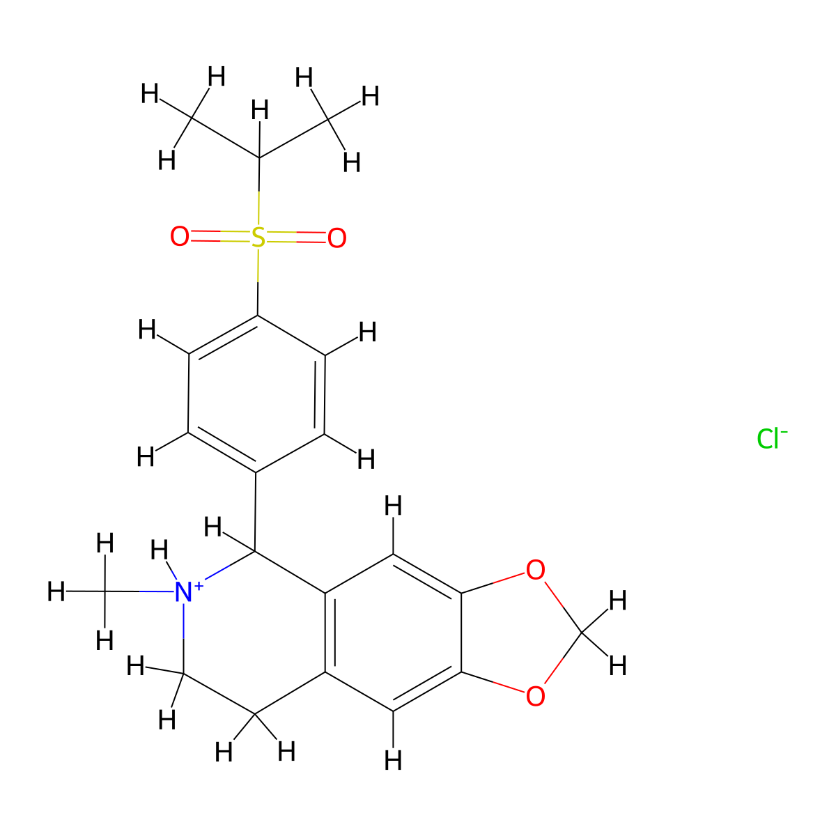 1,3-Dioxolo(4,5-g)isoquinoline, 5,6,7,8-tetrahydro-5-(p-(isopropylsulfonyl)phenyl)-6-methyl-, hydrochloride molecular structure, CAS 20884-96-2