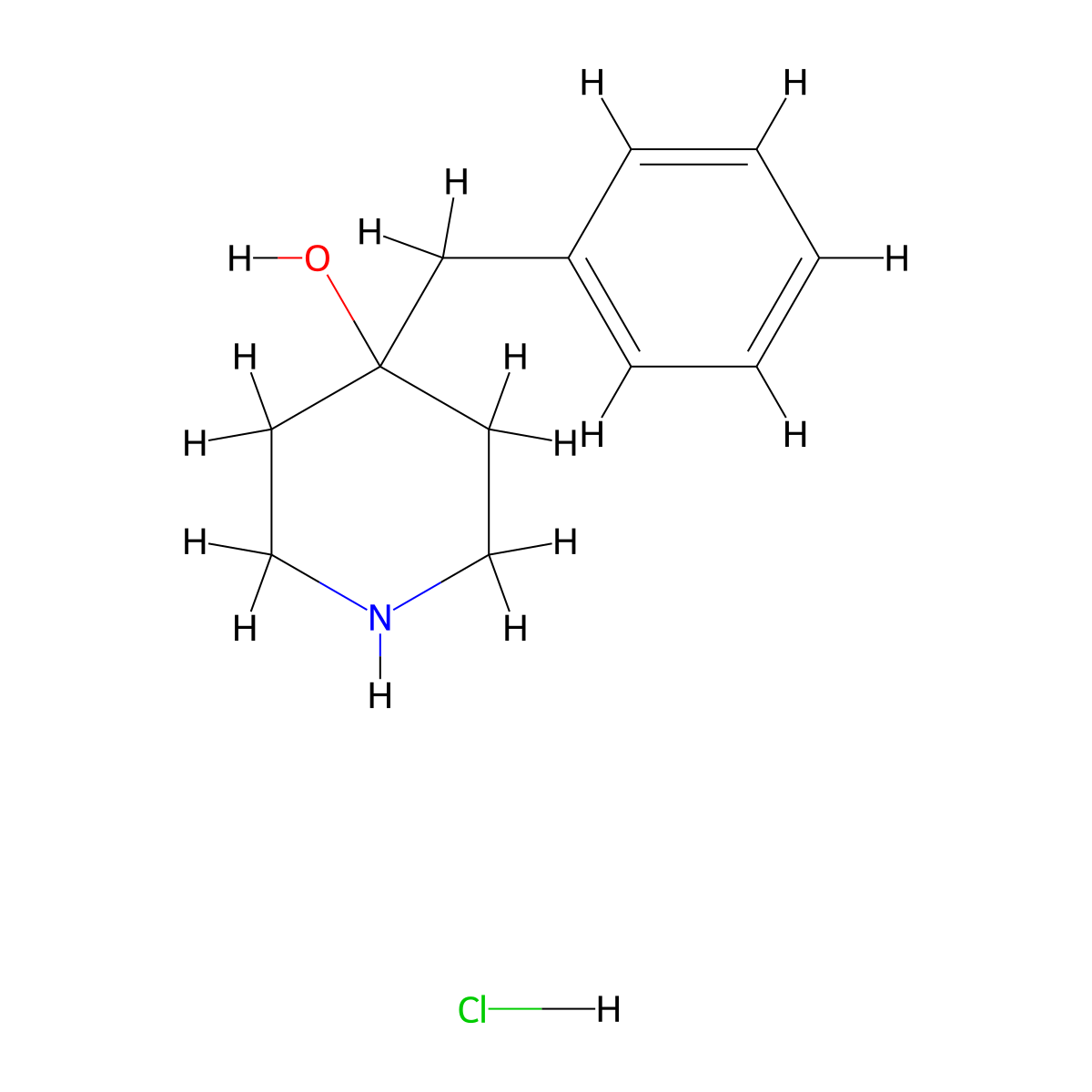 4-Benzylpiperidin-4-ol hydrochloride molecular structure, CAS 208842-37-9