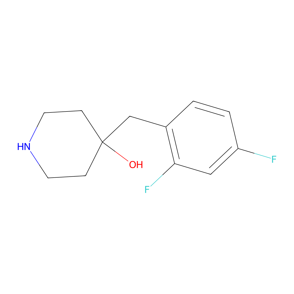 4-(2,4-Difluorobenzyl)piperidin-4-ol molecular structure, CAS 208842-43-7