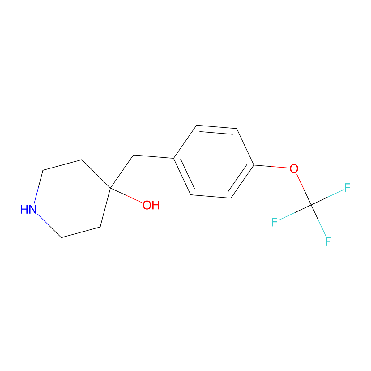 4-{[4-(Trifluoromethoxy)phenyl]methyl}piperidin-4-ol molecular structure, CAS 208842-44-8