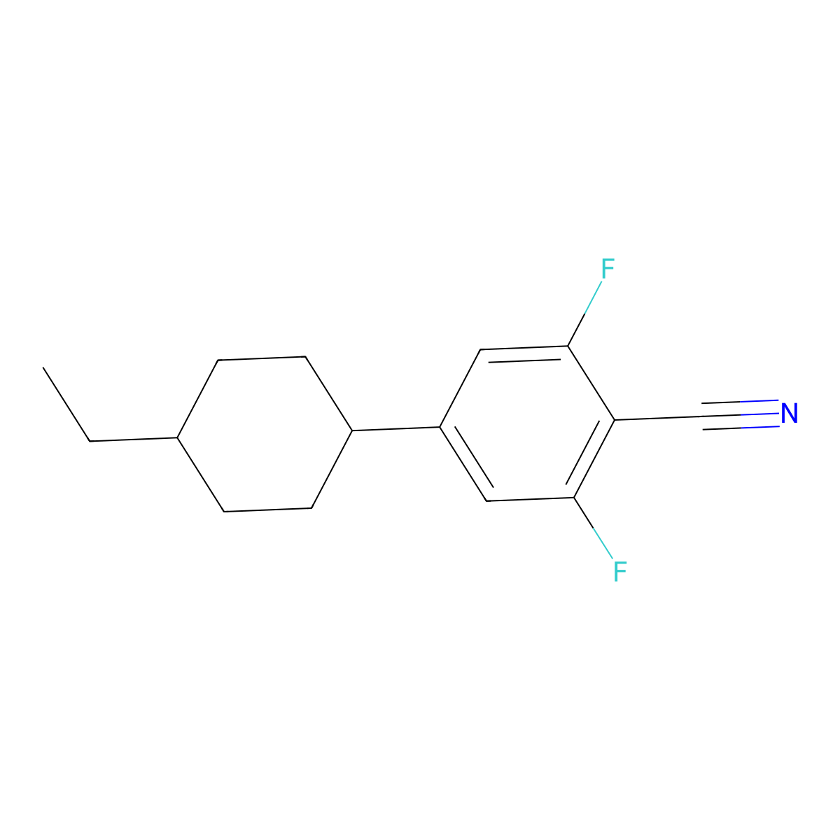 2,6-Difluoro-4-(trans-4-ethylcyclohexyl)-benzonitrile molecular structure, CAS 208844-07-9