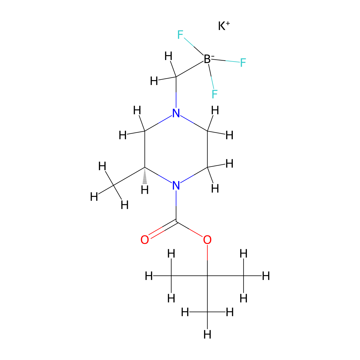 potassium (S)-((4-(tert-butoxycarbonyl)-3-methylpiperazin-1-yl)methyl)trifluoroborate molecular structure, CAS 2088450-14-8