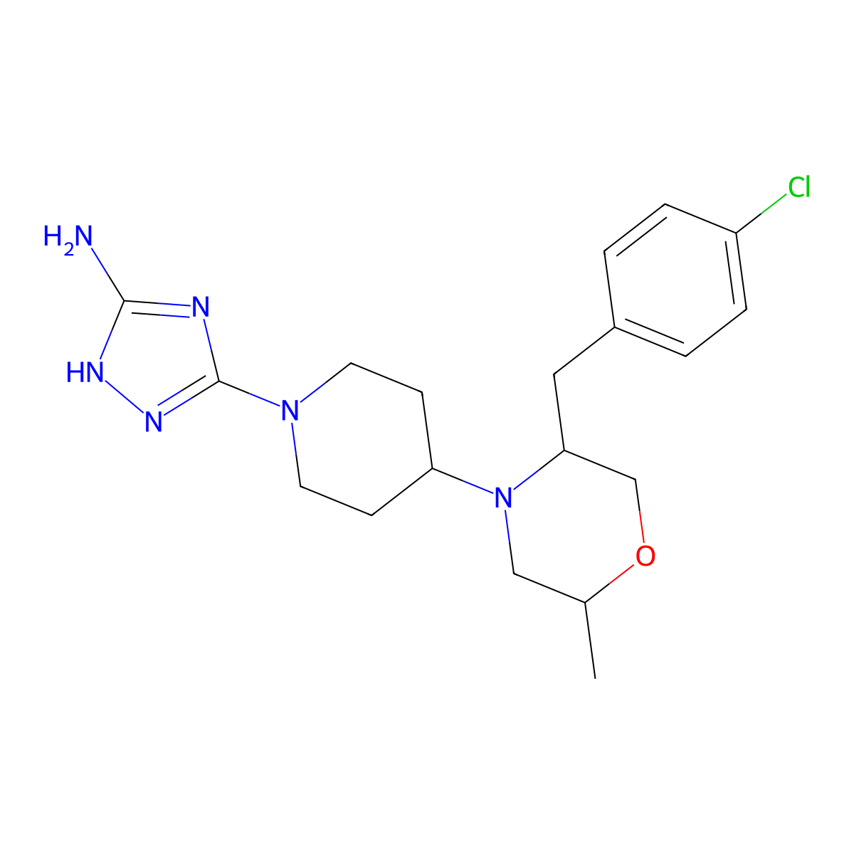 5-(4-((2S,5S)-5-(4-Chlorobenzyl)-2-methylmorpholino)piperidin-1-yl)-1H-1,2,4-triazol-3-amine molecular structure, CAS 2088453-21-6
