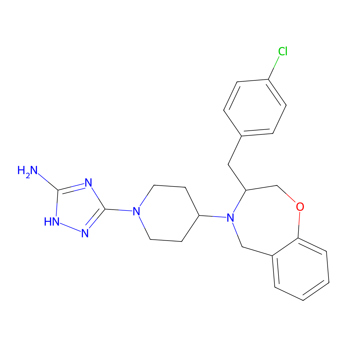 (S)-3-(4-(3-(4-Chlorobenzyl)-2,3-dihydrobenzo[f][1,4]oxazepin-4(5H)-yl)piperidin-1-yl)-1H-1,2,4-triazol-5-amine molecular structure, CAS 2088453-79-4