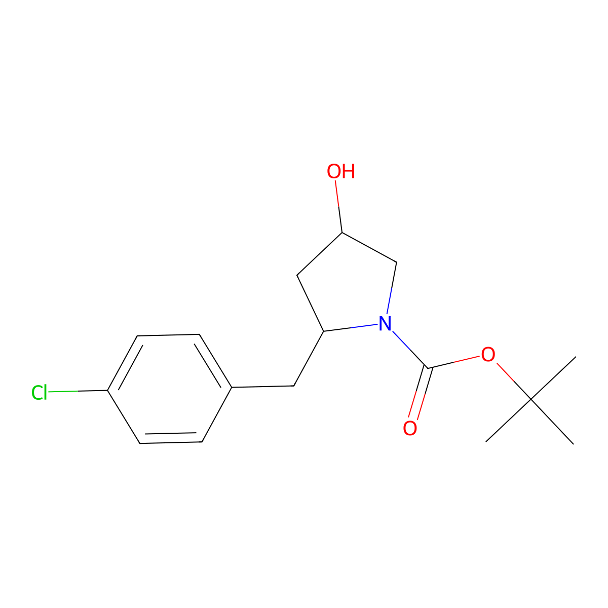 Tert-butyl (2S,4S)-2-[(4-chlorophenyl)methyl]-4-hydroxy-pyrrolidine-1-carboxylate molecular structure, CAS 2088455-66-5