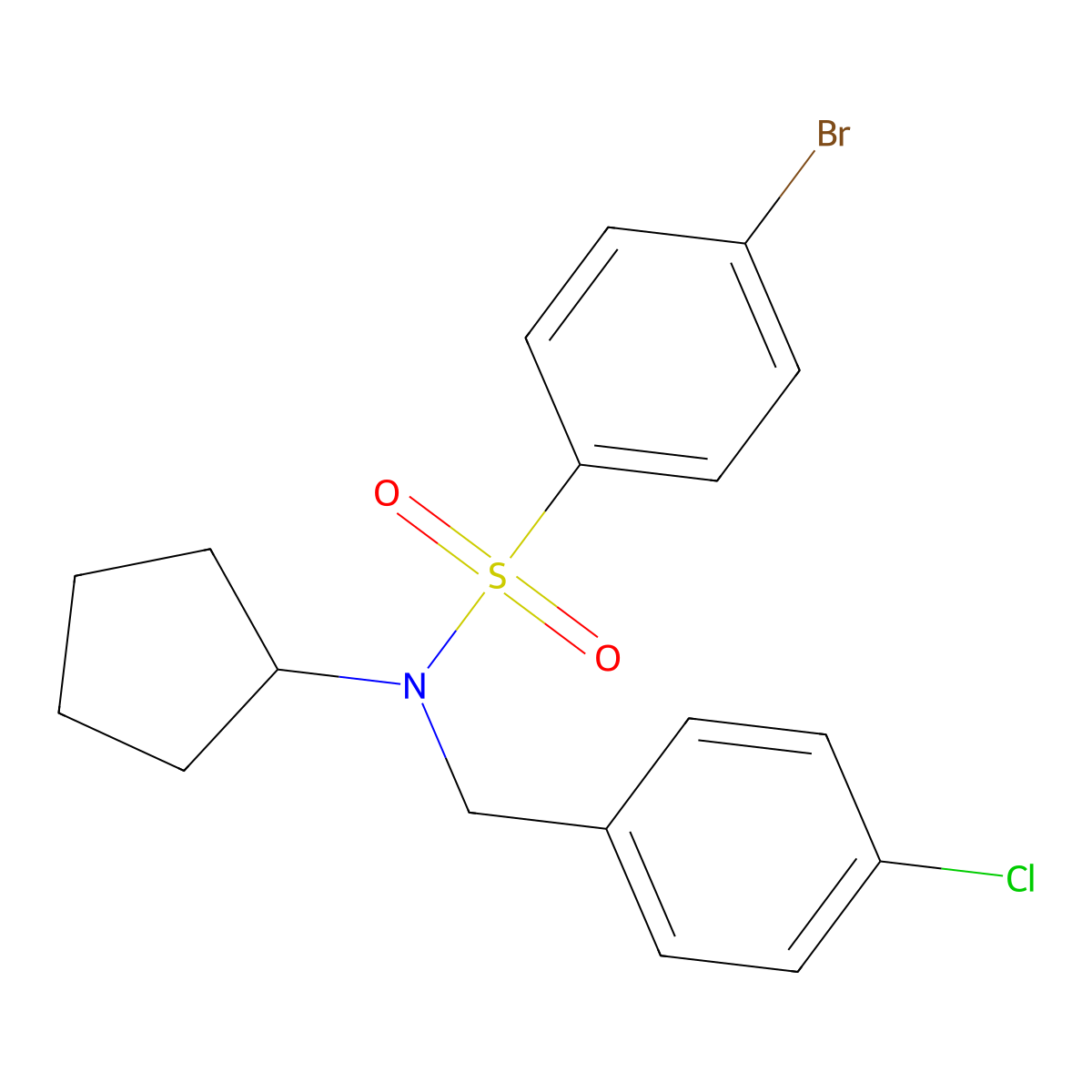 4-bromo-N-(4-chlorobenzyl)-N-cyclopentylbenzenesulfonamide molecular structure, CAS 2088485-42-9