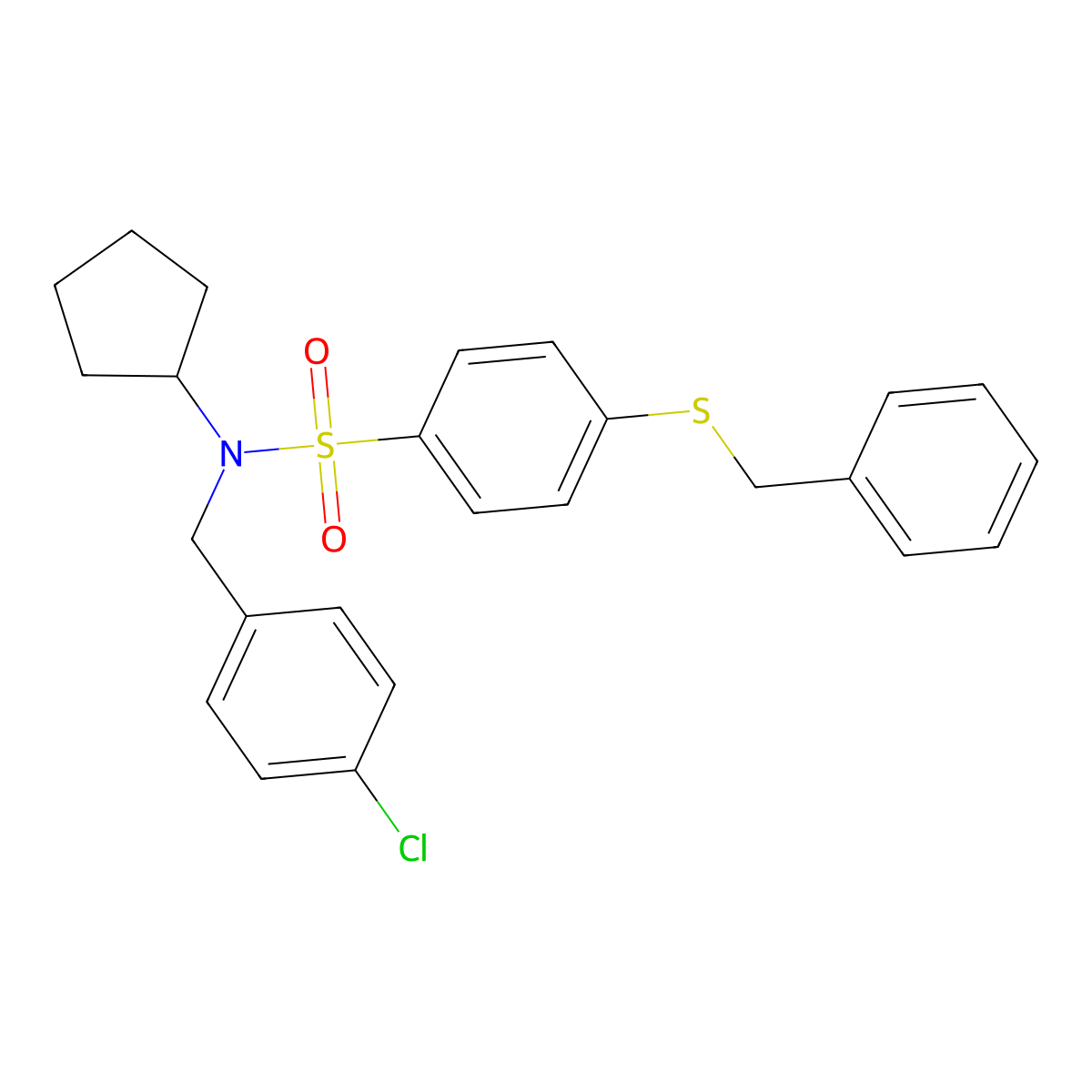 4-(benzylthio)-N-(4-chlorobenzyl)-N-cyclopentylbenzenesulfonamide molecular structure, CAS 2088485-43-0