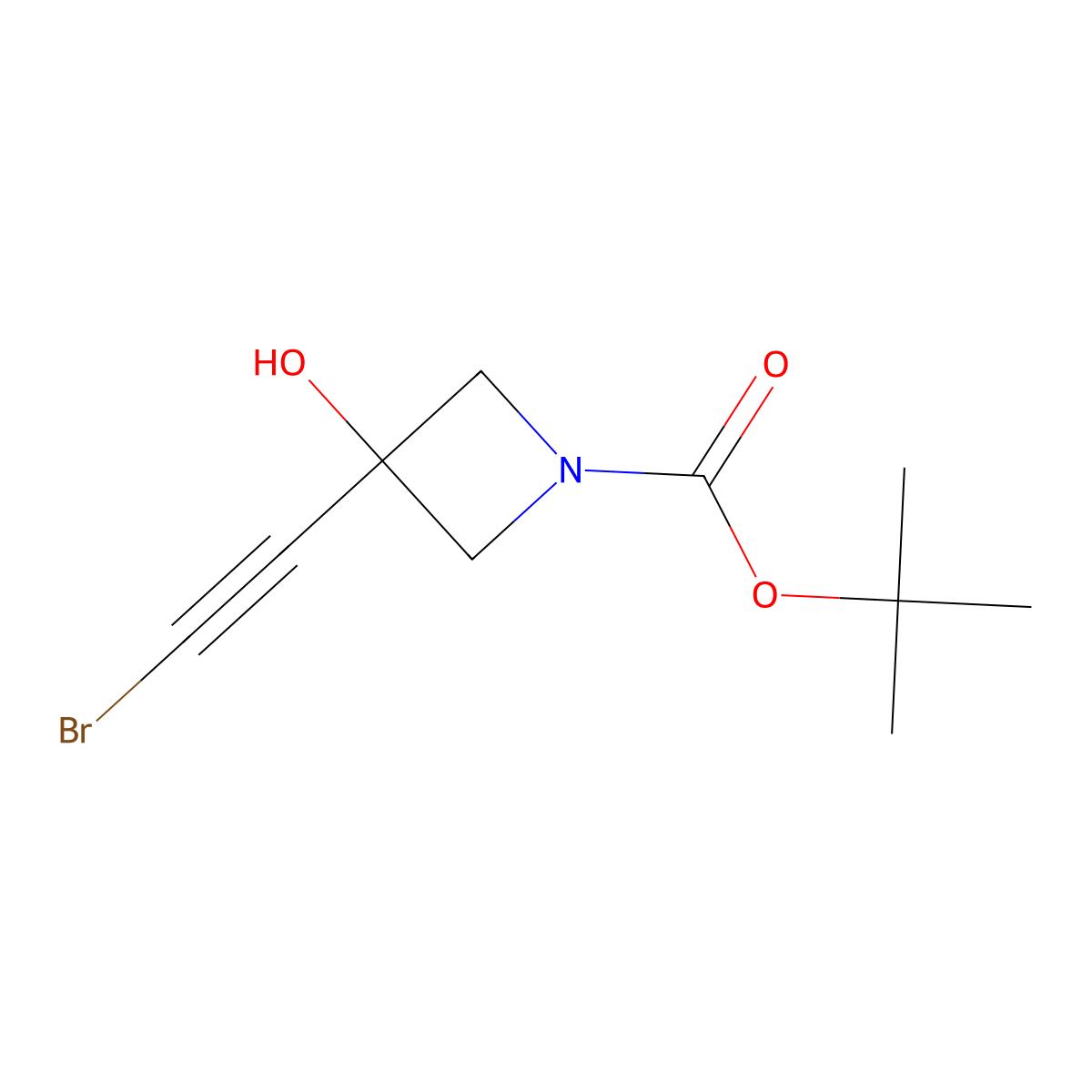 Tert-butyl 3-(2-bromoethynyl)-3-hydroxyazetidine-1-carboxylate molecular structure, CAS 2088510-73-8
