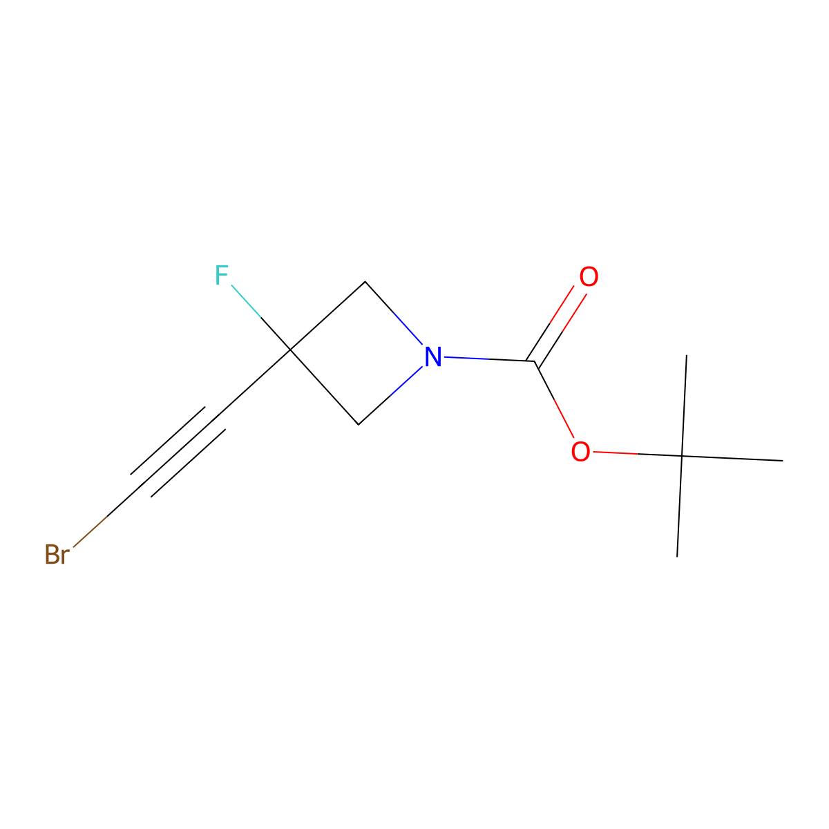 Tert-butyl 3-(2-bromoethynyl)-3-fluoroazetidine-1-carboxylate molecular structure, CAS 2088510-74-9