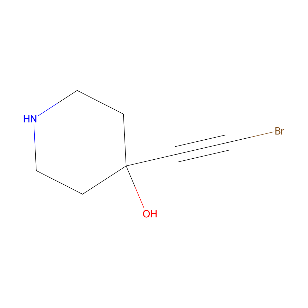 4-(2-Bromoethynyl)piperidin-4-ol molecular structure, CAS 2088511-11-7