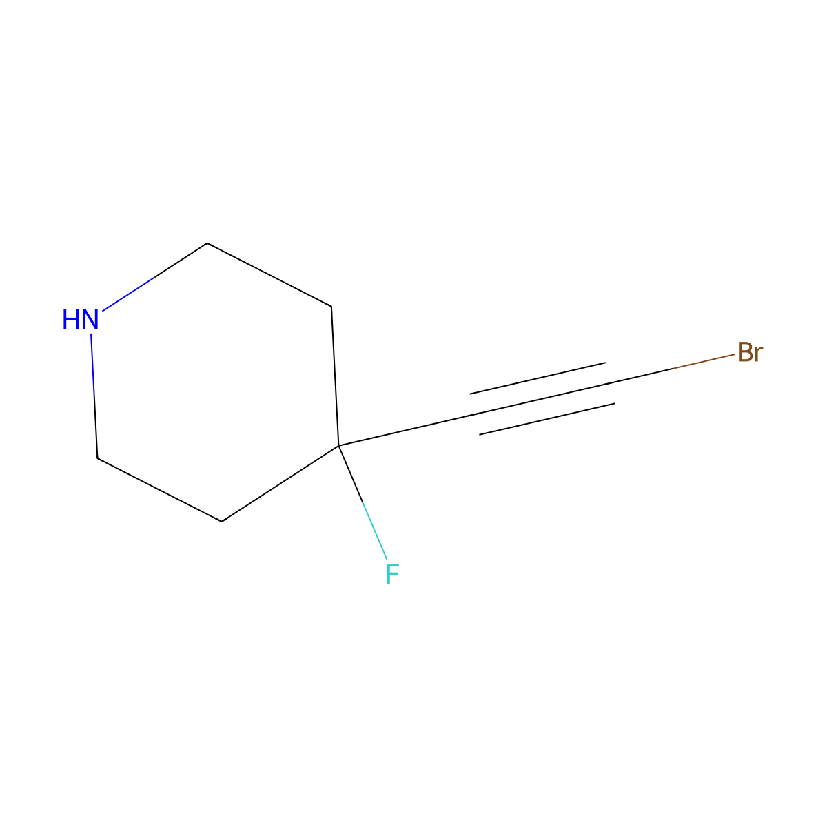 4-(2-Bromoethynyl)-4-fluoropiperidine molecular structure, CAS 2088511-14-0