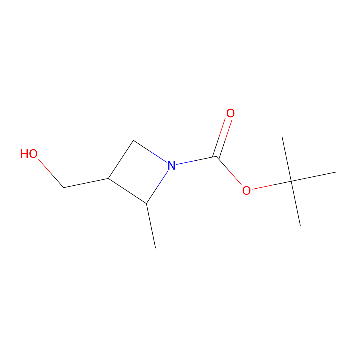 tert-Butyl (2S,3R)-3-(hydroxymethyl)-2-methyl-azetidine-1-carboxylate molecular structure, CAS 2088511-47-9