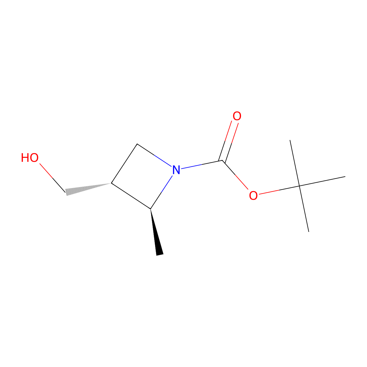 tert-Butyl (2S,3R)-3-(hydroxymethyl)-2-methyl-azetidine-1-carboxylate molecular structure, CAS 2088511-47-9