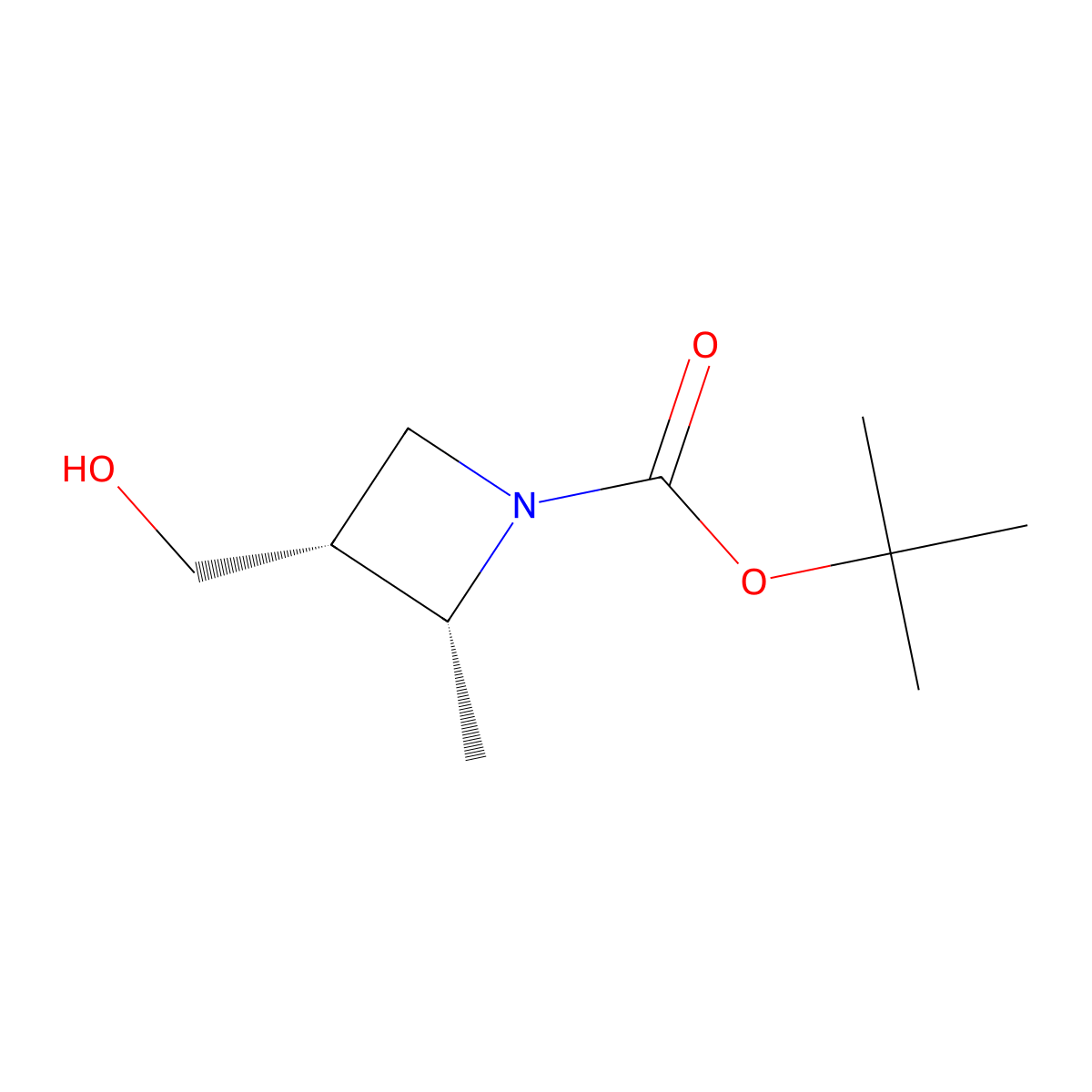 tert-butyl (2R,3R)-3-(hydroxymethyl)-2-methyl-azetidine-1-carboxylate molecular structure, CAS 2088511-76-4