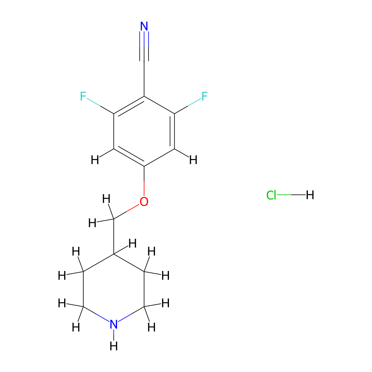 2,6-Difluoro-4-(piperidin-4-ylmethoxy)benzonitrile hydrochloride molecular structure, CAS 2088515-84-6