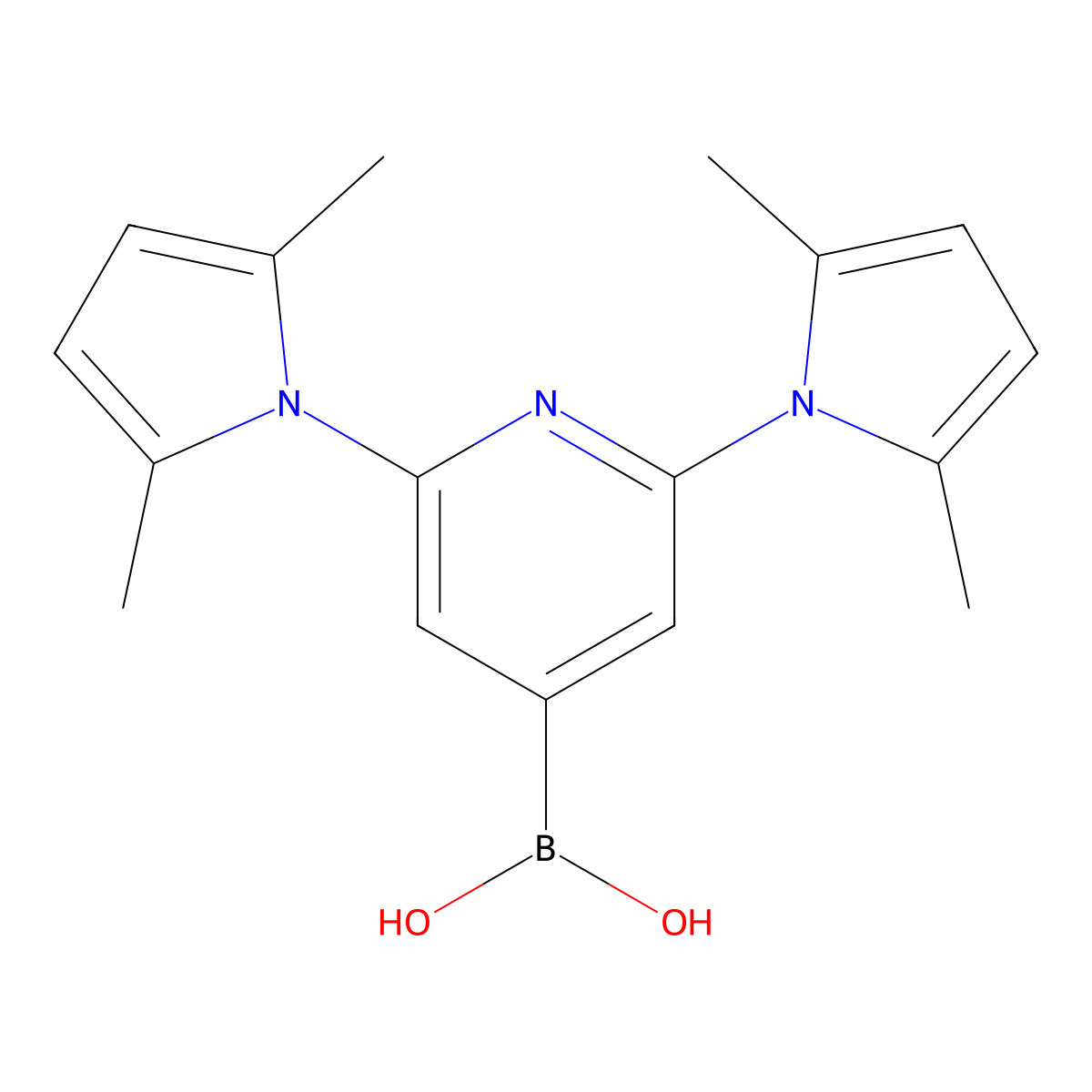 (2,6-Bis(2,5-dimethyl-1H-pyrrol-1-YL)pyridin-4-YL)boronic acid molecular structure, CAS 2088547-01-5