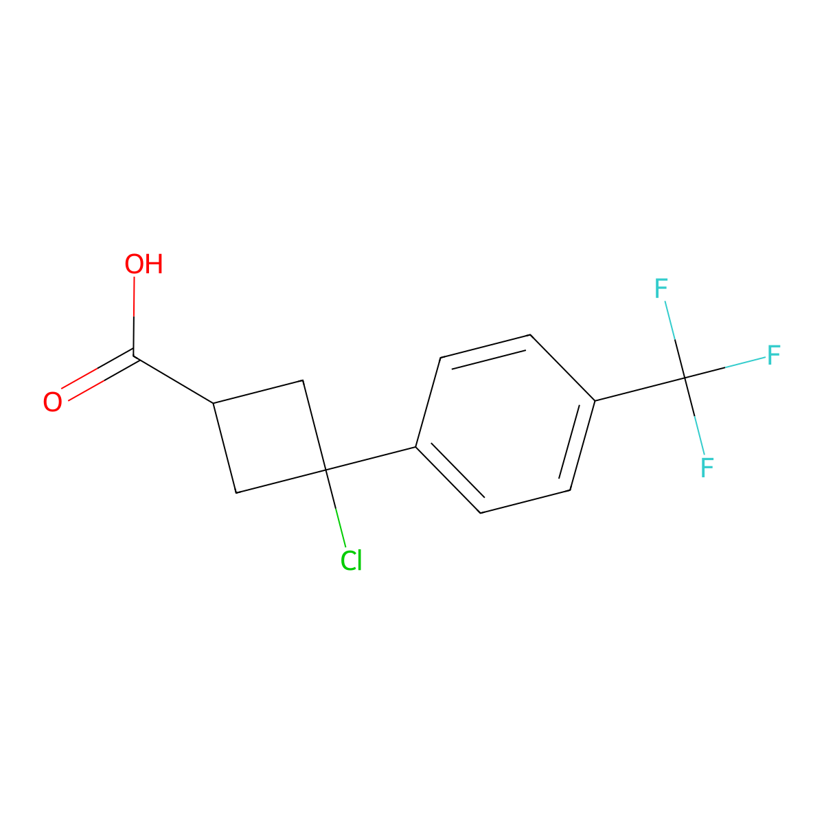 3-Chloro-3-(4-(trifluoromethyl)phenyl)cyclobutane-1-carboxylic acid molecular structure, CAS 2088547-49-1