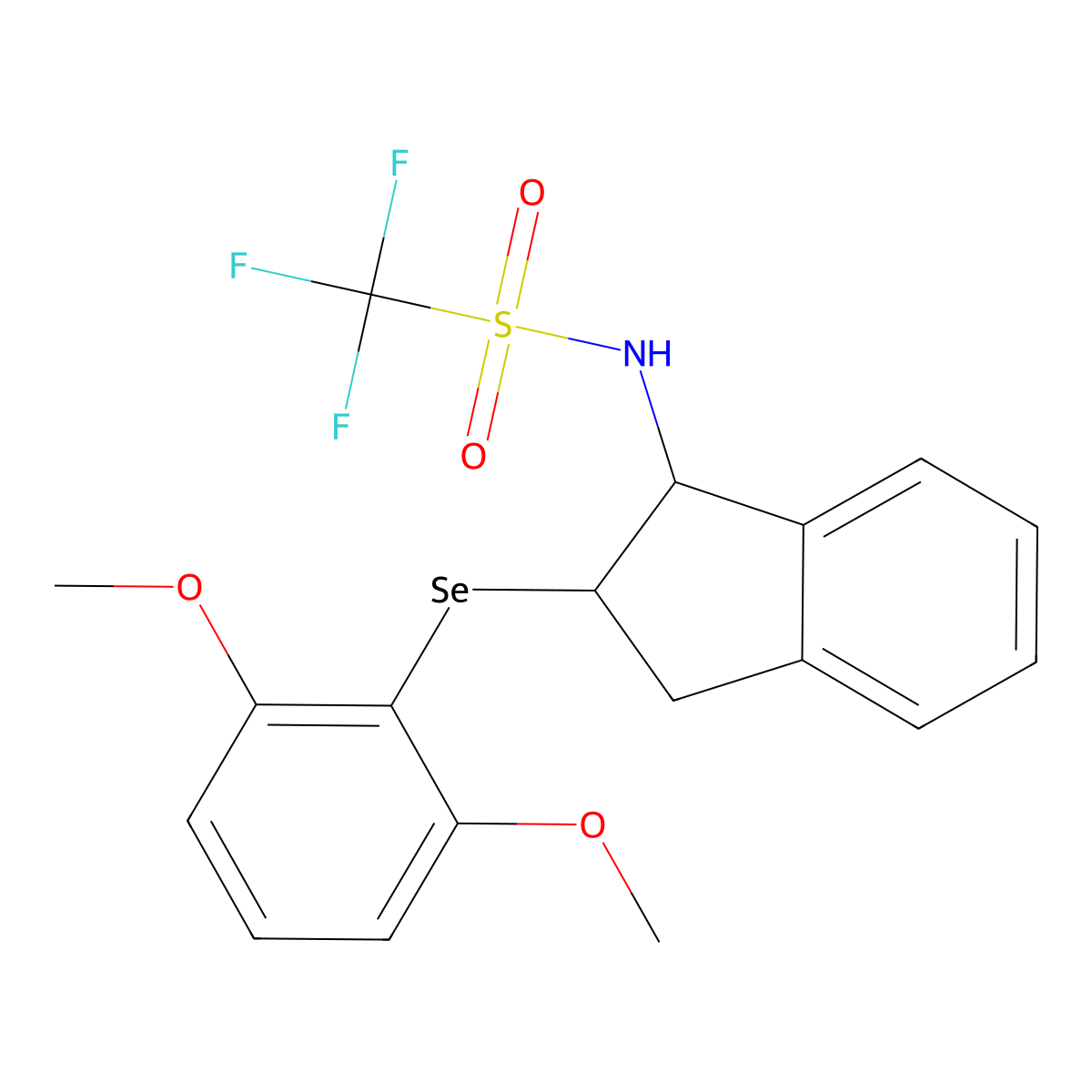 N-((1S,2S)-2-((2,6-Dimethoxyphenyl)selanyl)-2,3-dihydro-1H-inden-1-yl)-1,1,1-trifluoromethanesulfonamide molecular structure, CAS 2088566-79-2